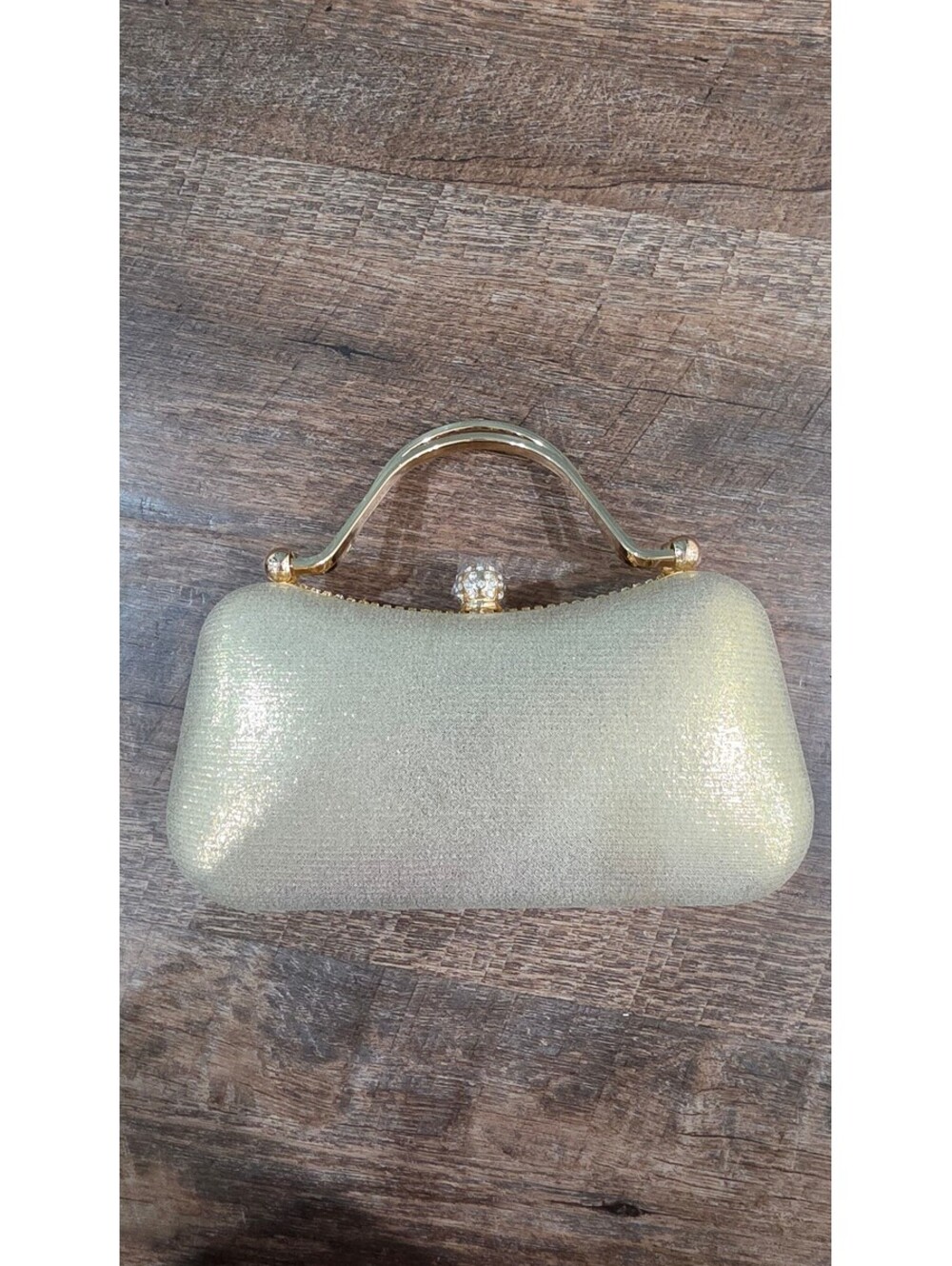 Gold Crystal Embellished Evening Clutch Purse - Picture 5 of 6